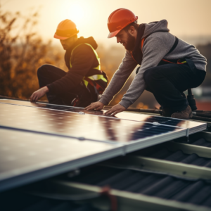 professionnels installent des panneaux solaires pose panneaux solaires chinois