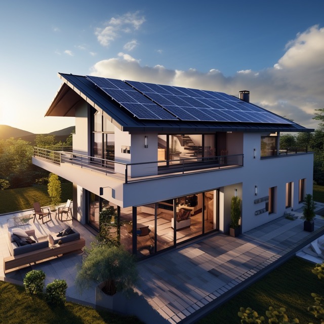 maison moderne avec panneau solaire